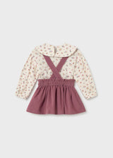 Completo gonna bretelle e blusa neonata - Violetta