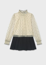 Completo gonna e camicia plumetis ragazza - Nero