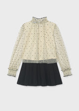 Completo gonna e camicia plumetis ragazza - Nero