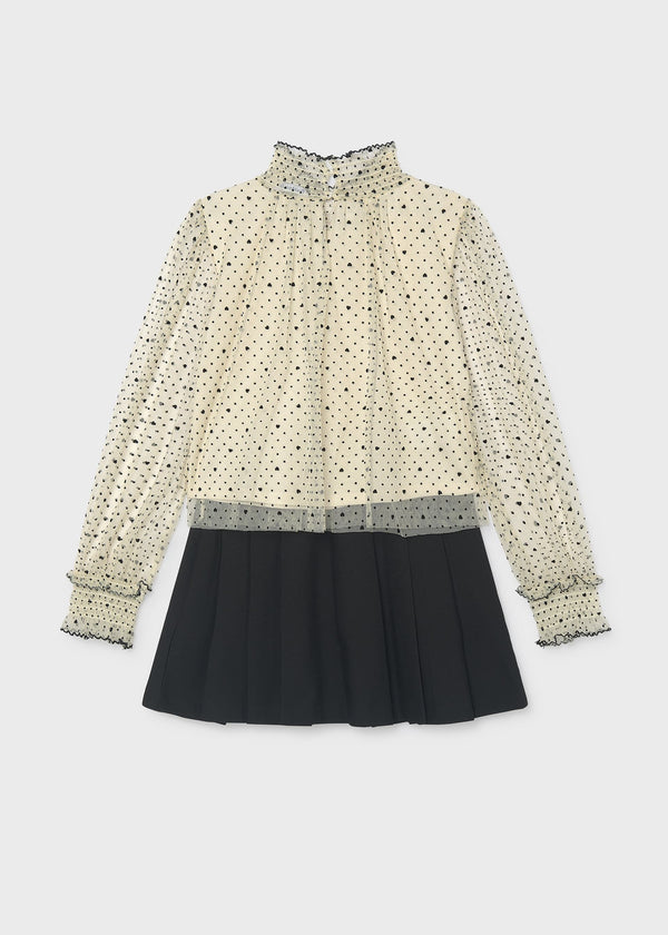 Completo gonna e camicia plumetis ragazza - Nero