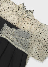 Completo gonna e camicia plumetis ragazza - Nero