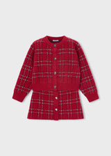 Completo gonna e cardigan in maglia bambina - Rosso