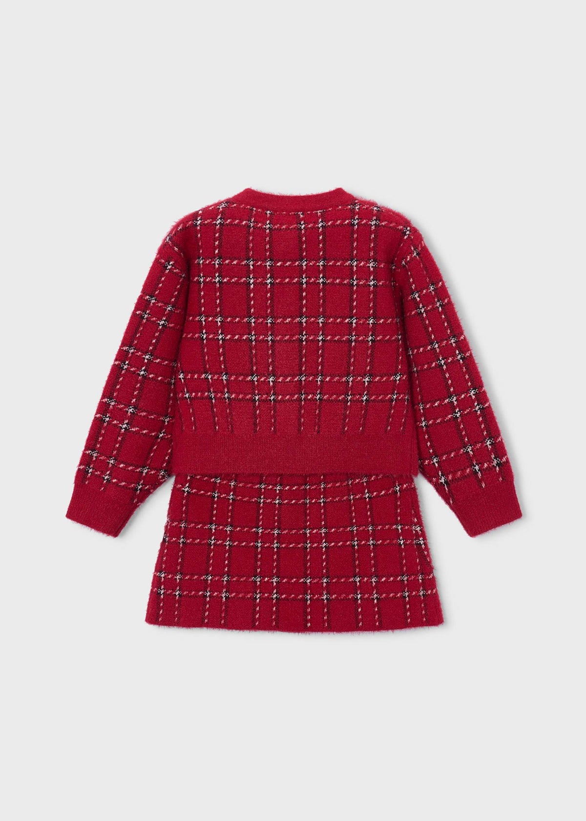Completo gonna e cardigan in maglia bambina - Rosso