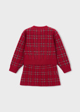 Completo gonna e cardigan in maglia bambina - Rosso