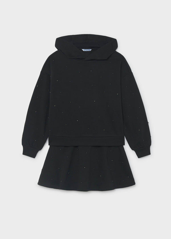 Completo gonna e felpa ragazza - Nero