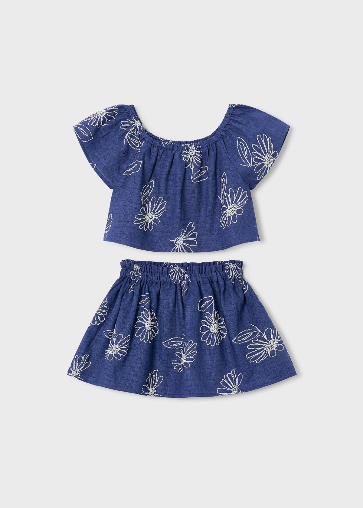 Completo gonna e maglietta in lino bambina