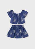 Completo gonna e maglietta in lino bambina