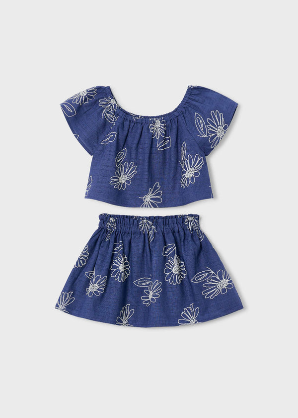 Completo gonna e maglietta in lino bambina