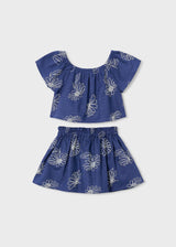 Completo gonna e maglietta in lino bambina