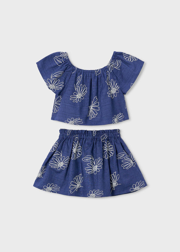 Completo gonna e maglietta in lino bambina