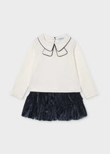 Completo gonna e maglietta in velluto bambina - Navy
