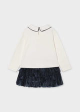 Completo gonna e maglietta in velluto bambina - Navy
