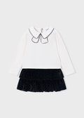 Completo gonna e maglietta in velluto bambina - Nero