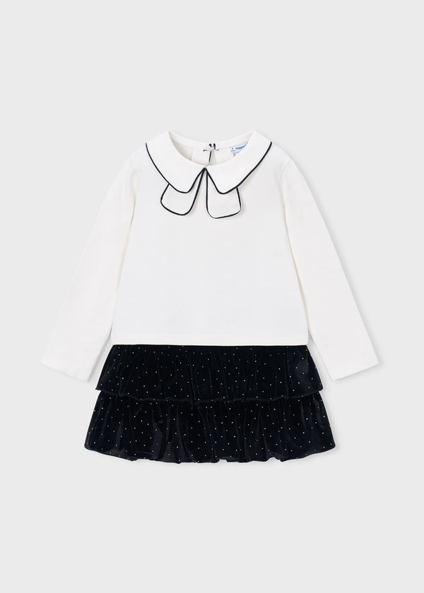 Completo gonna e maglietta in velluto bambina - Nero