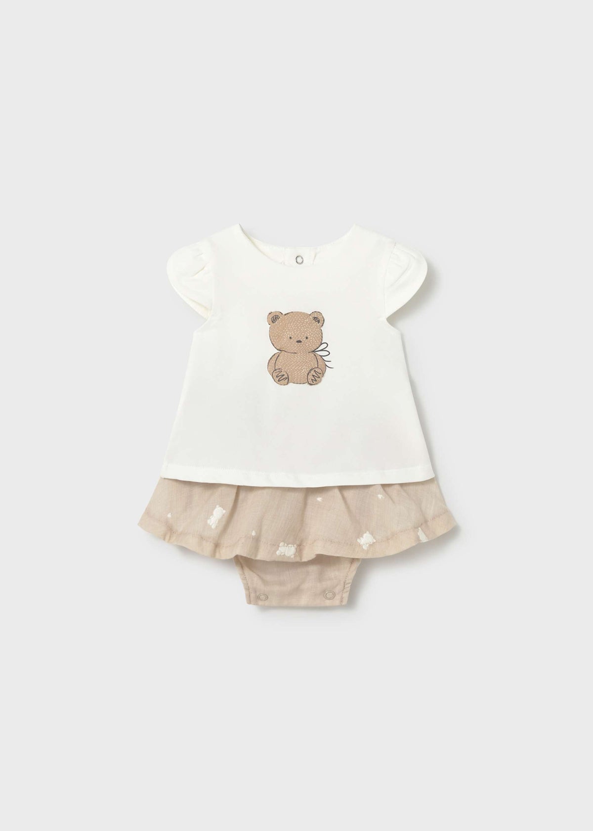 Completo gonna e maglietta orsetto neonata - Grano