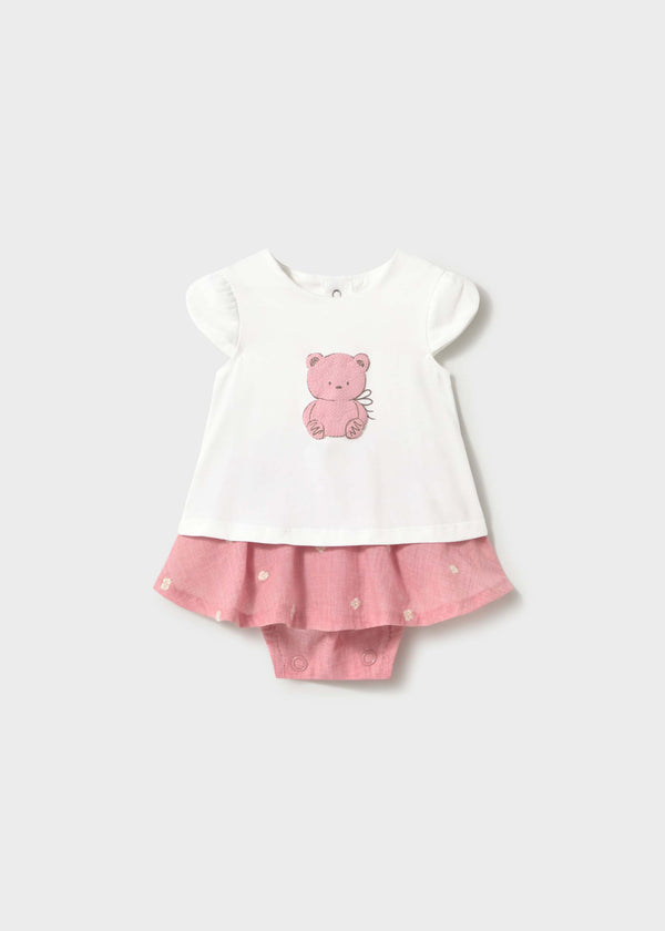 Completo gonna e maglietta orsetto neonata - Rose