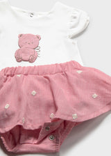 Completo gonna e maglietta orsetto neonata - Rose