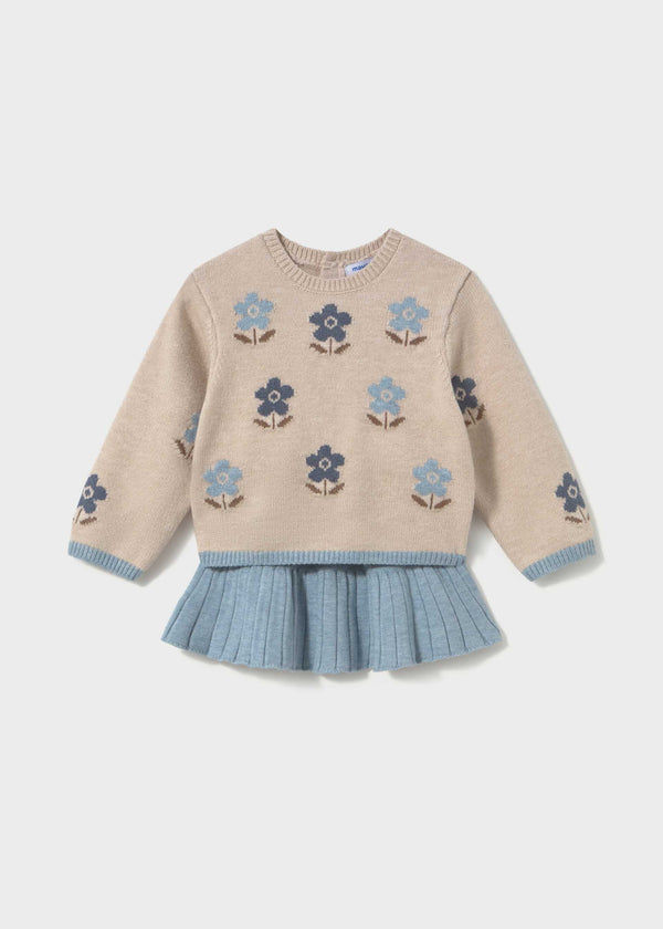 Completo gonna e maglione intarsi neonata - Colibri