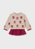 Completo gonna e maglione intarsi neonata - Framboise