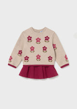 Completo gonna e maglione intarsi neonata - Framboise