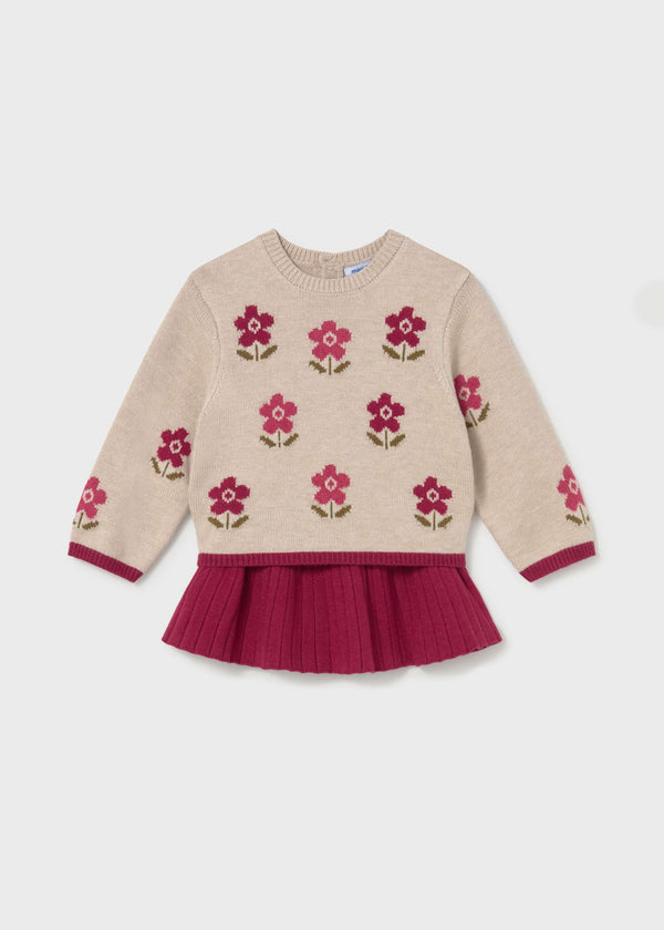 Completo gonna e maglione intarsi neonata - Framboise