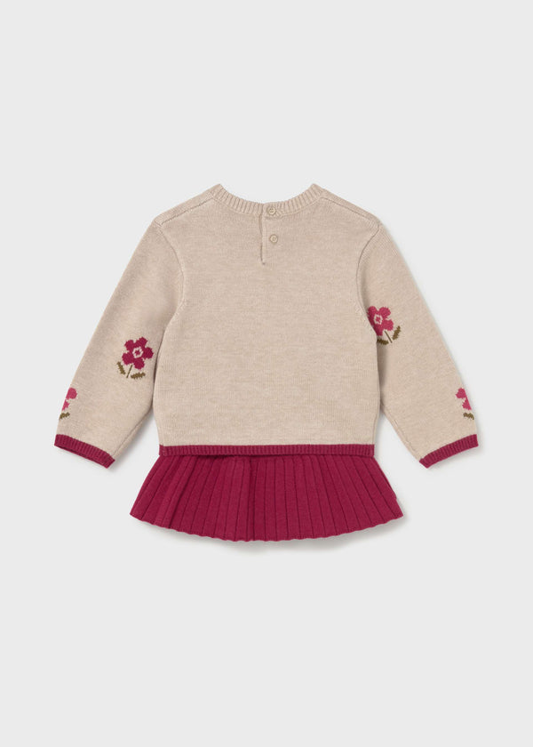Completo gonna e maglione intarsi neonata - Framboise