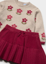 Completo gonna e maglione intarsi neonata - Framboise