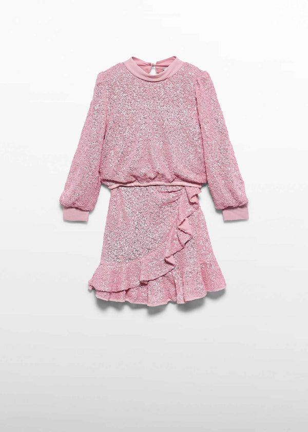 Completo Gonna Lustrini Bambina - Rosa