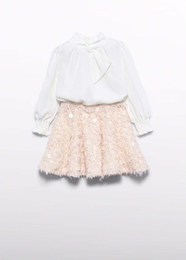Completo Gonna Piume Bambina - Marzapane