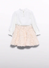 Completo Gonna Piume Bambina - Marzapane