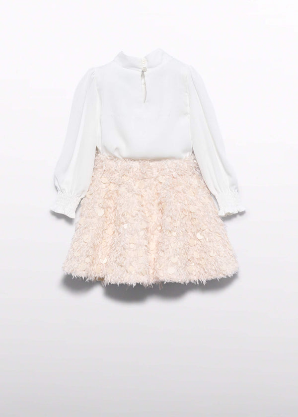Completo Gonna Piume Bambina - Marzapane