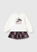 Completo gonna quadri e maglietta neonata - Navy