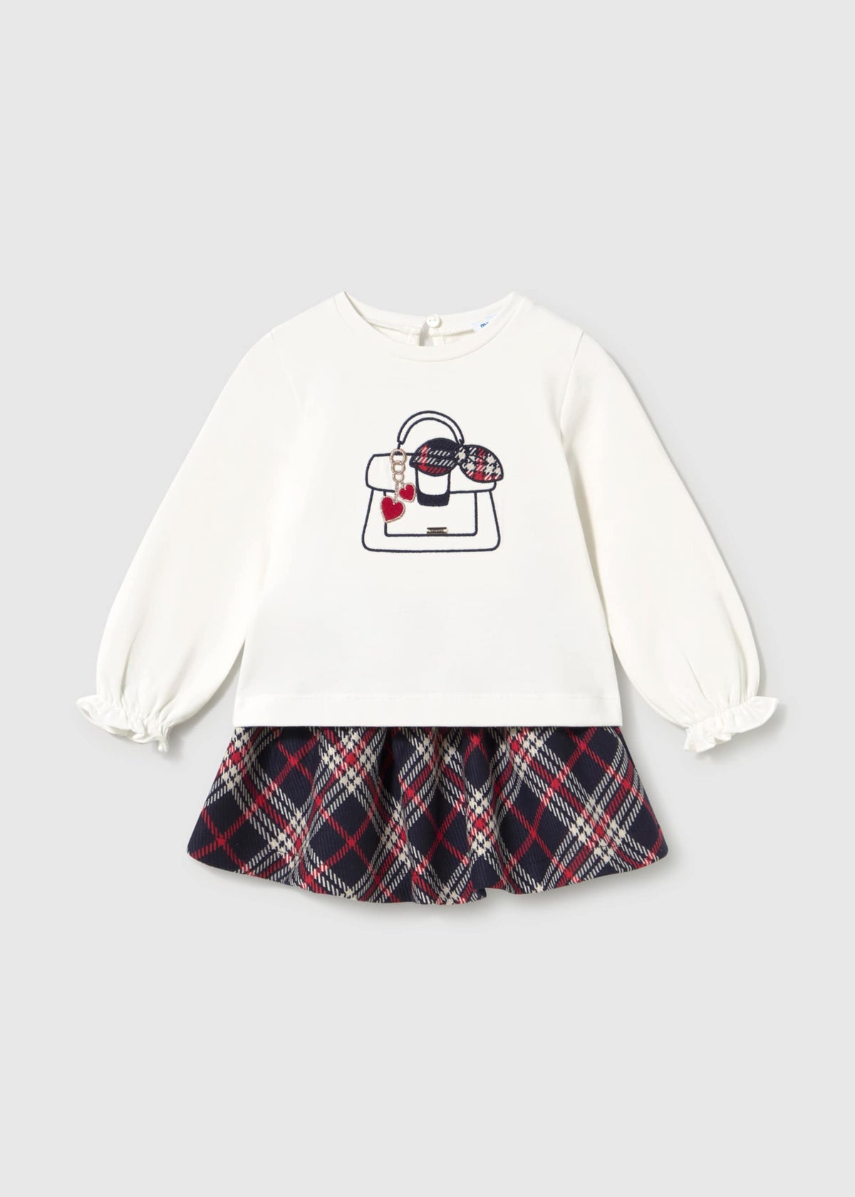 Completo gonna quadri e maglietta neonata - Navy