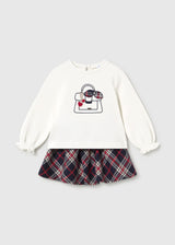 Completo gonna quadri e maglietta neonata - Navy
