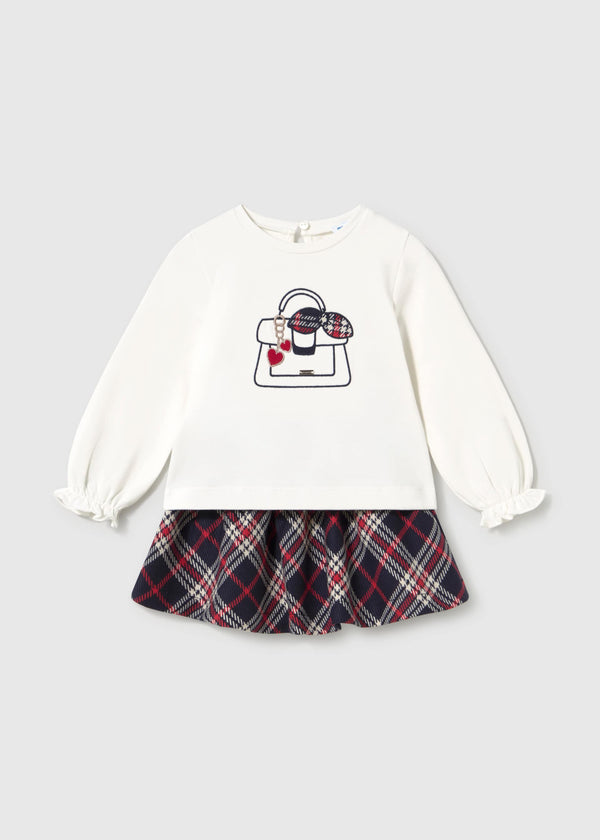 Completo gonna quadri e maglietta neonata - Navy