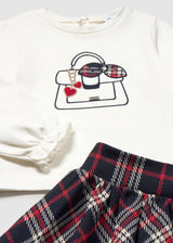 Completo gonna quadri e maglietta neonata - Navy