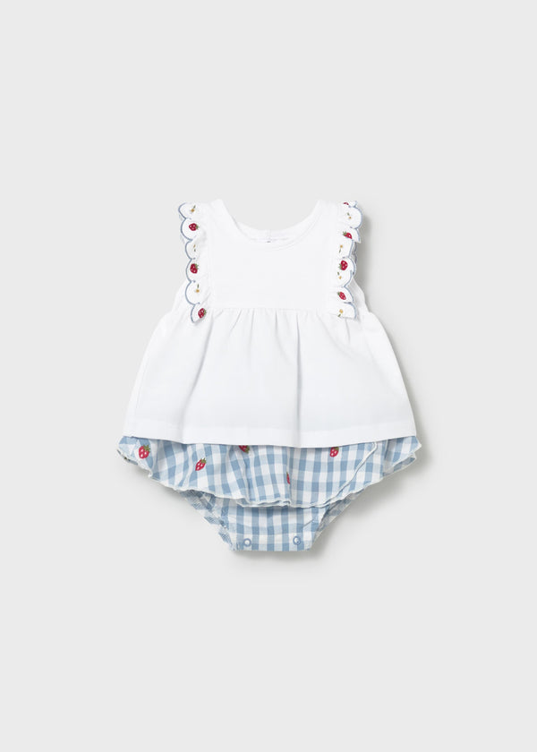 Completo gonna quadri e maglietta neonata - Lagoon