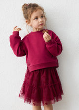 Completo gonna tulle e felpa bambina - Framboise