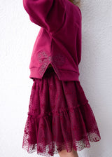 Completo gonna tulle e felpa bambina - Framboise