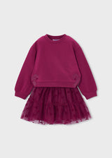 Completo gonna tulle e felpa bambina - Framboise