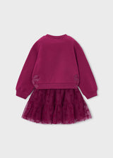 Completo gonna tulle e felpa bambina - Framboise
