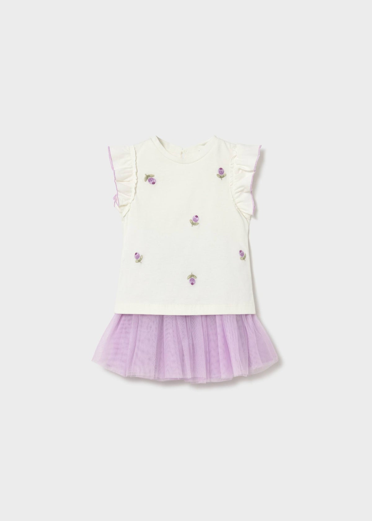 Completo gonna tulle e maglietta con volant neonata