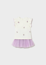 Completo gonna tulle e maglietta con volant neonata