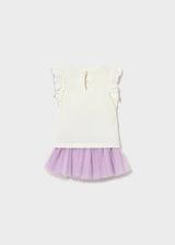 Completo gonna tulle e maglietta con volant neonata