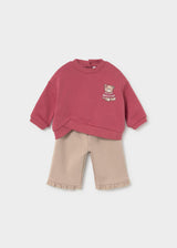 Completo in maglia 4 pezzi neonata - Prugna