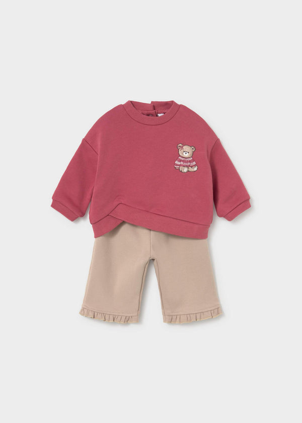 Completo in maglia 4 pezzi neonata - Prugna