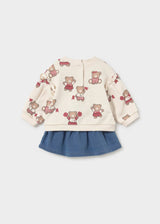 Completo in maglia 4 pezzi neonata - Prugna