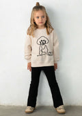 Completo leggings a zampa e felpa con cane bambina - Nero