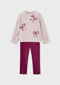 Completo leggings e felpa fiocchi bambina - Framboise