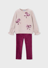 Completo leggings e felpa fiocchi bambina - Framboise